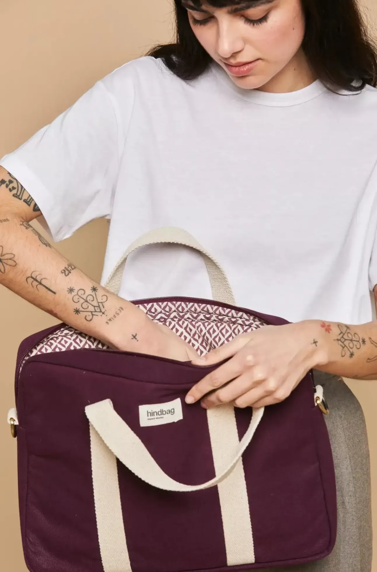 Sac Ordinateur Pierre Prune