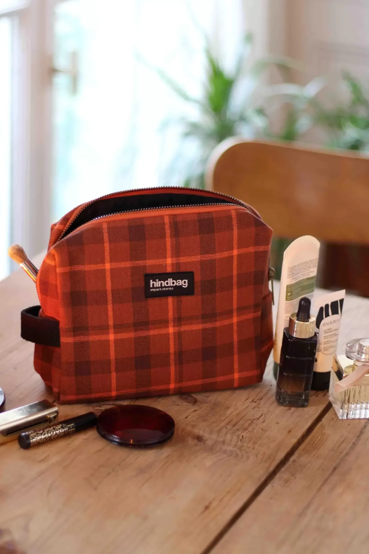 Trousse De Toilette Leon Tartan Camel Toffee